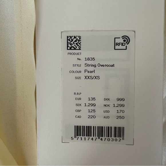 NWT Rains String Overcoat in Pearl - Picture 8 of 9